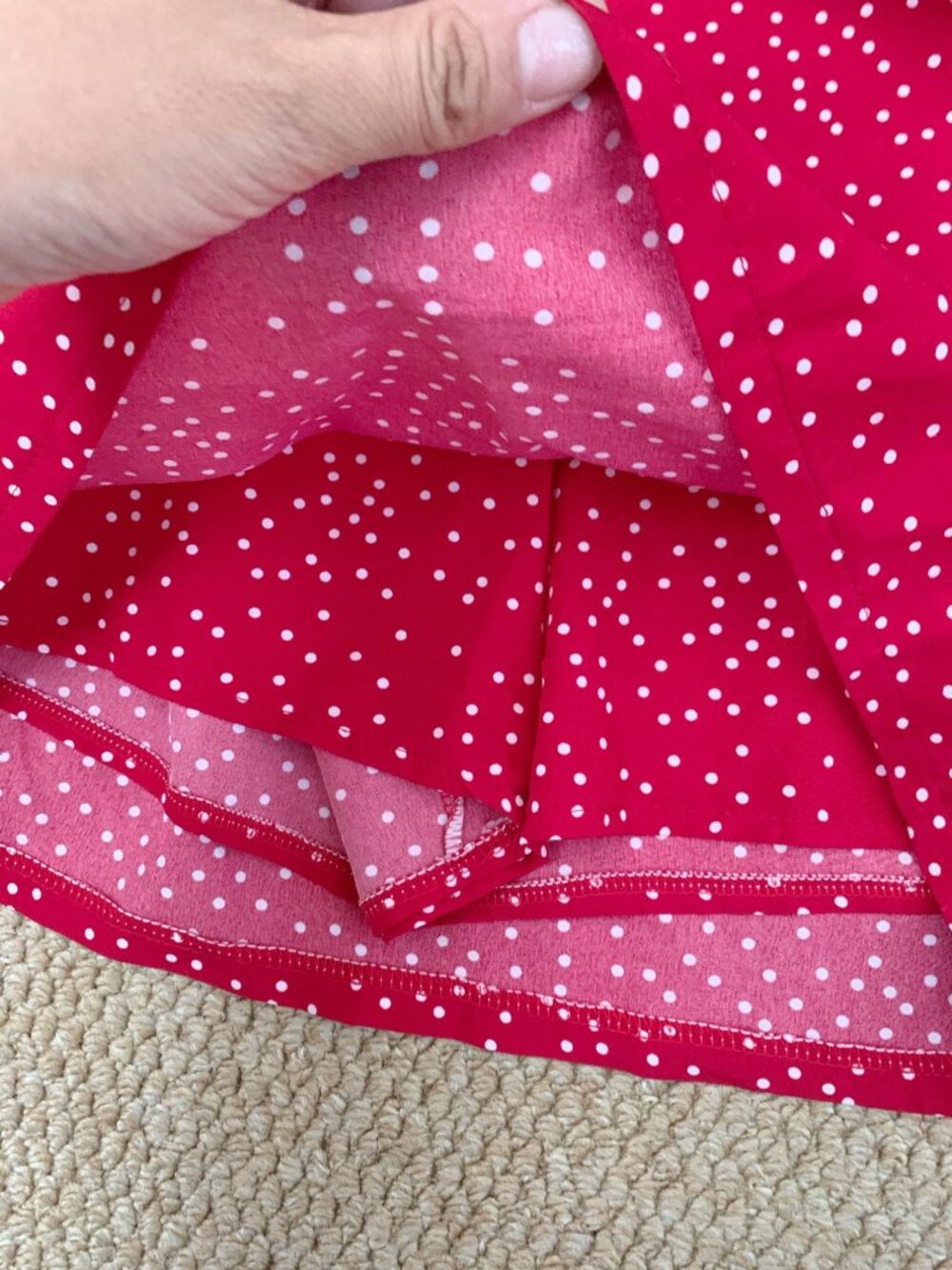 Red White Polka Dot Mini Skort High Waist 100% Cotton Size S - Picture 4 of 4